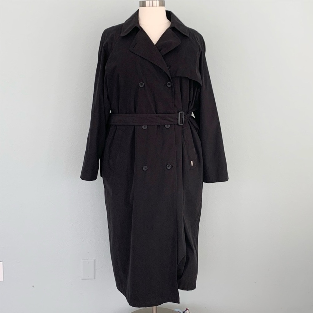 London Fog Black Double-Breasted Trench Coat